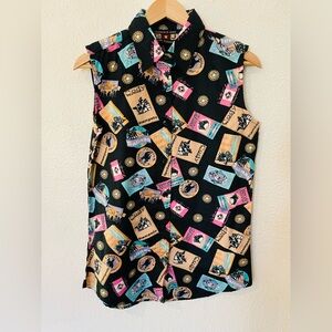 Gordon & James sleeveless button-up cotton blouse Rodeo & Western Stampede Sz Sm